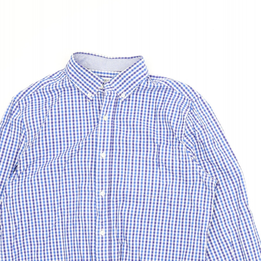 NEXT Mens Blue Plaid   T-Shirt Size L