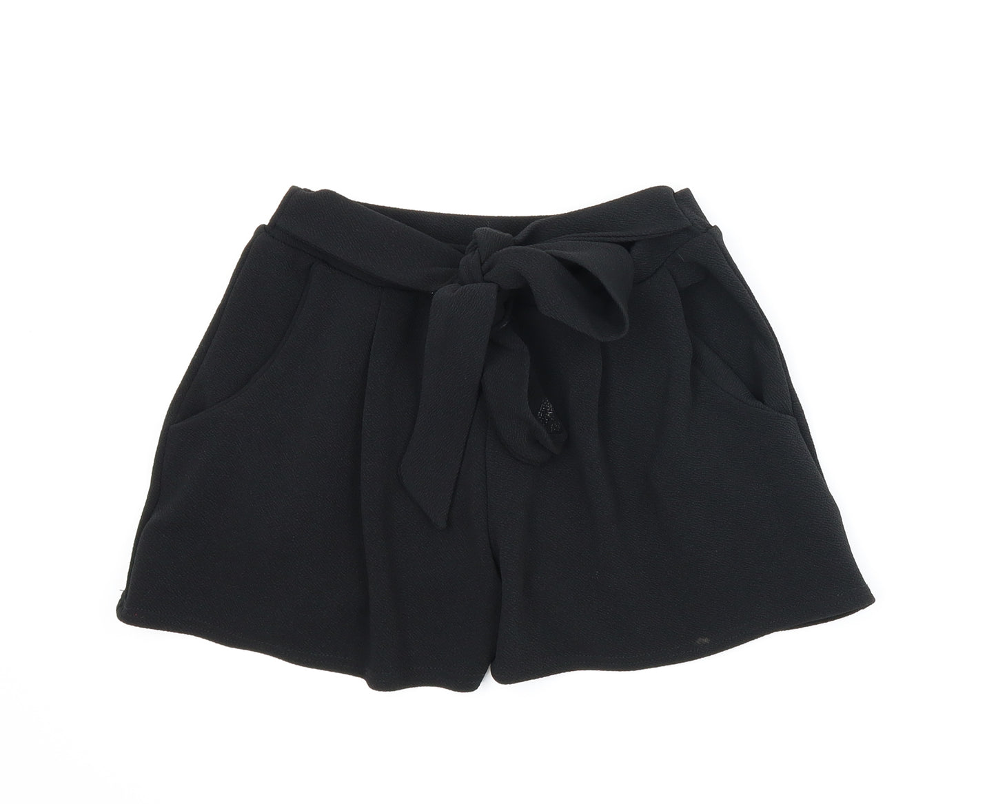Boohoo Womens Black   Paperbag Shorts Size 10