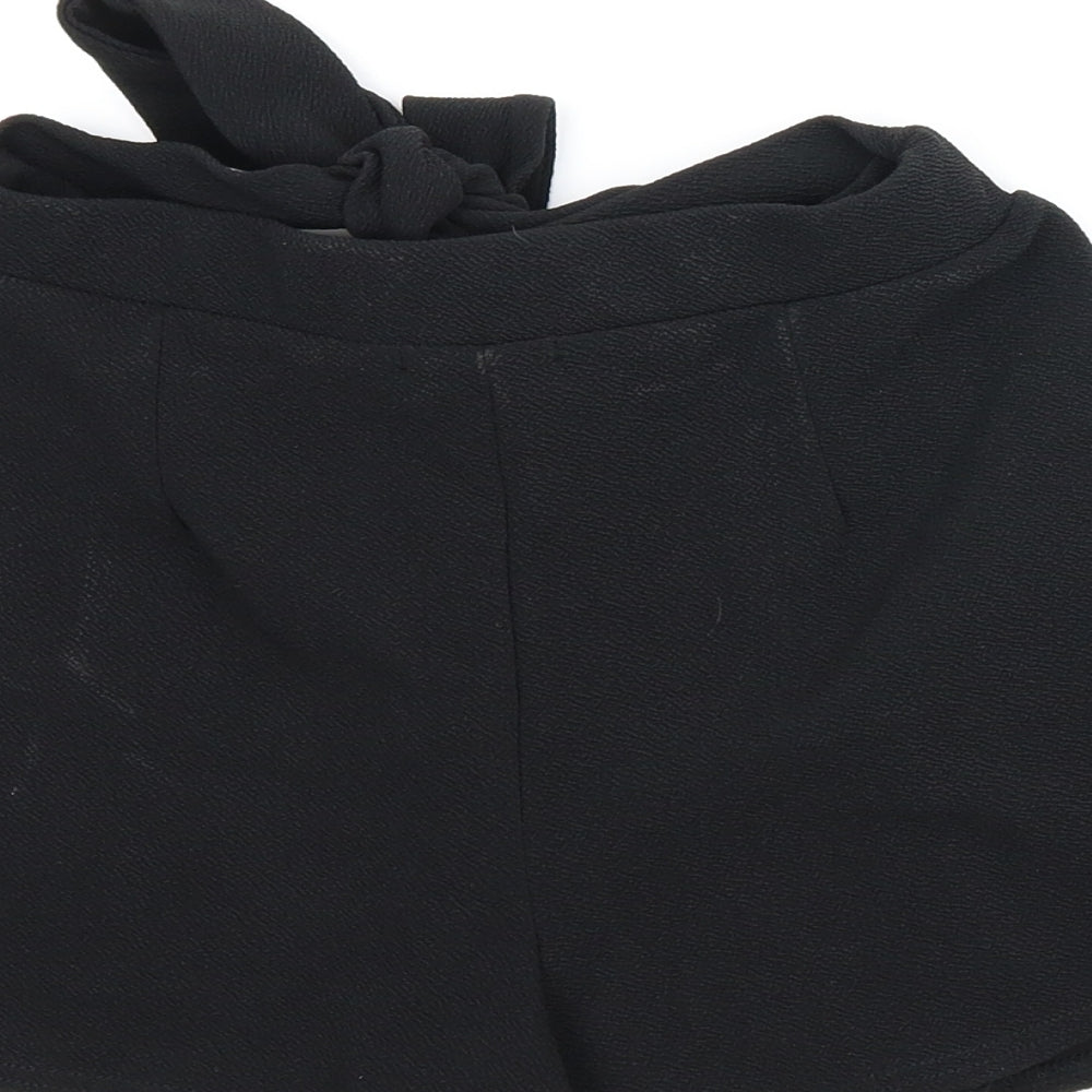 Boohoo Womens Black   Paperbag Shorts Size 10