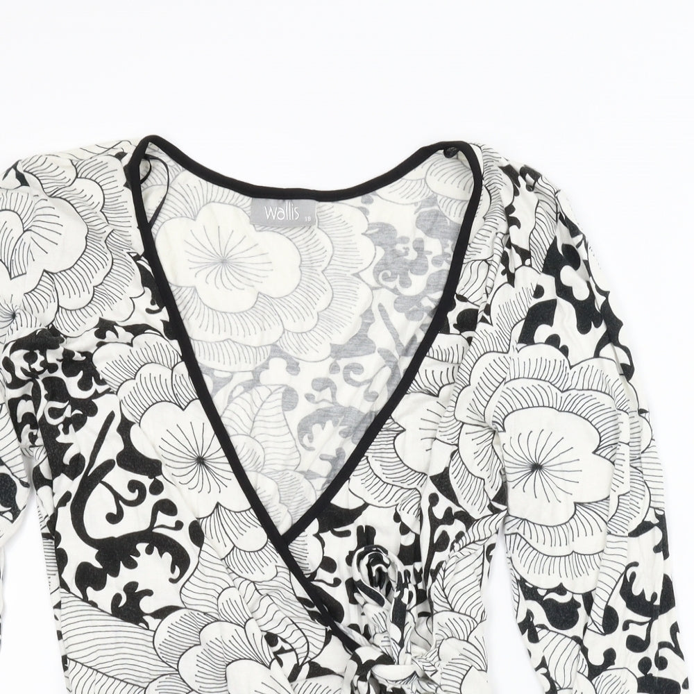Wallis Womens White Floral  Wrap Blouse Size 18