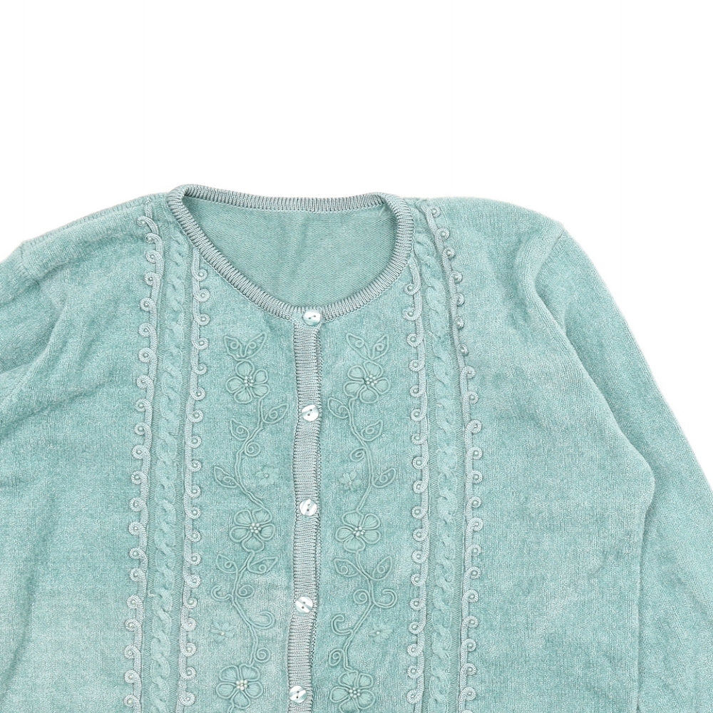 Paramount Knitwear Womens Green Floral  Cardigan Jumper Size XL