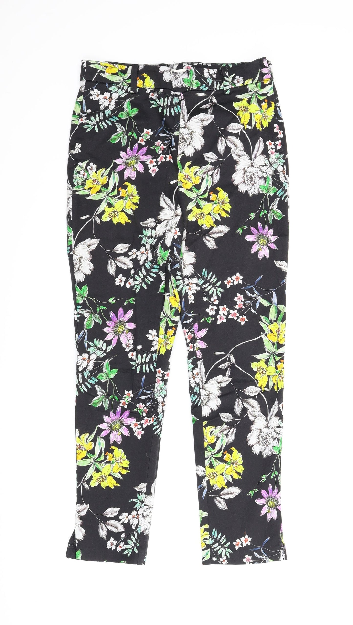 H&M Womens Multicoloured Floral  Pedal Pusher Trousers Size 8 L26 in
