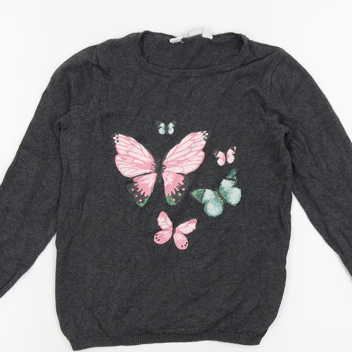 H&M Girls Green   Pullover Jumper Size 6-7 Years