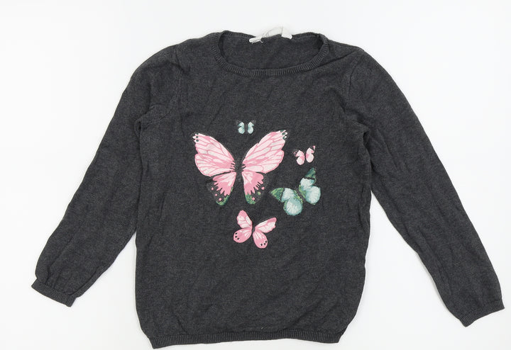 H&M Girls Green   Pullover Jumper Size 6-7 Years
