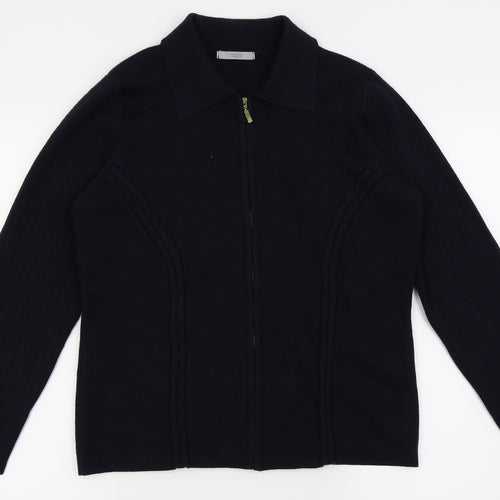 M&s Womens Blue   Full Zip Jumper Size 16