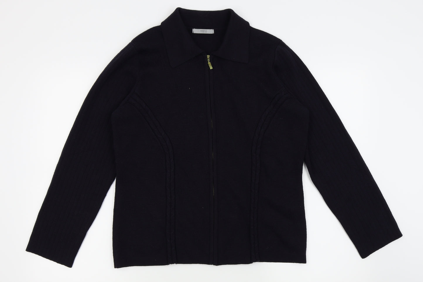 M&s Womens Blue   Full Zip Jumper Size 16
