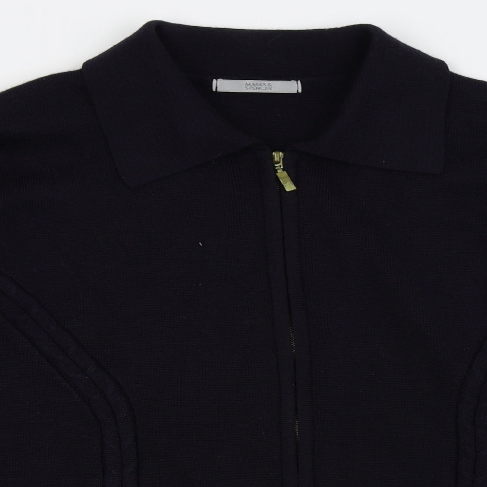 M&s Womens Blue   Full Zip Jumper Size 16