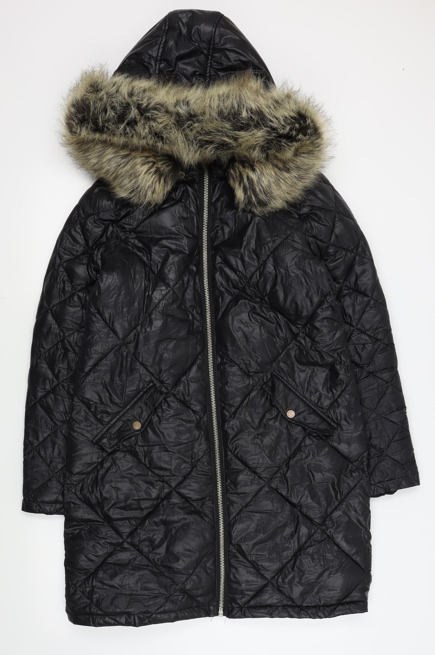 Missguided Womens Black   Parka Coat Size 10