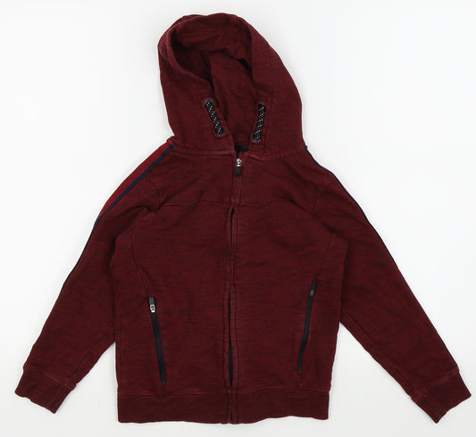 Front view of Asda George boys’ red full zip jumper, size 7-8, years