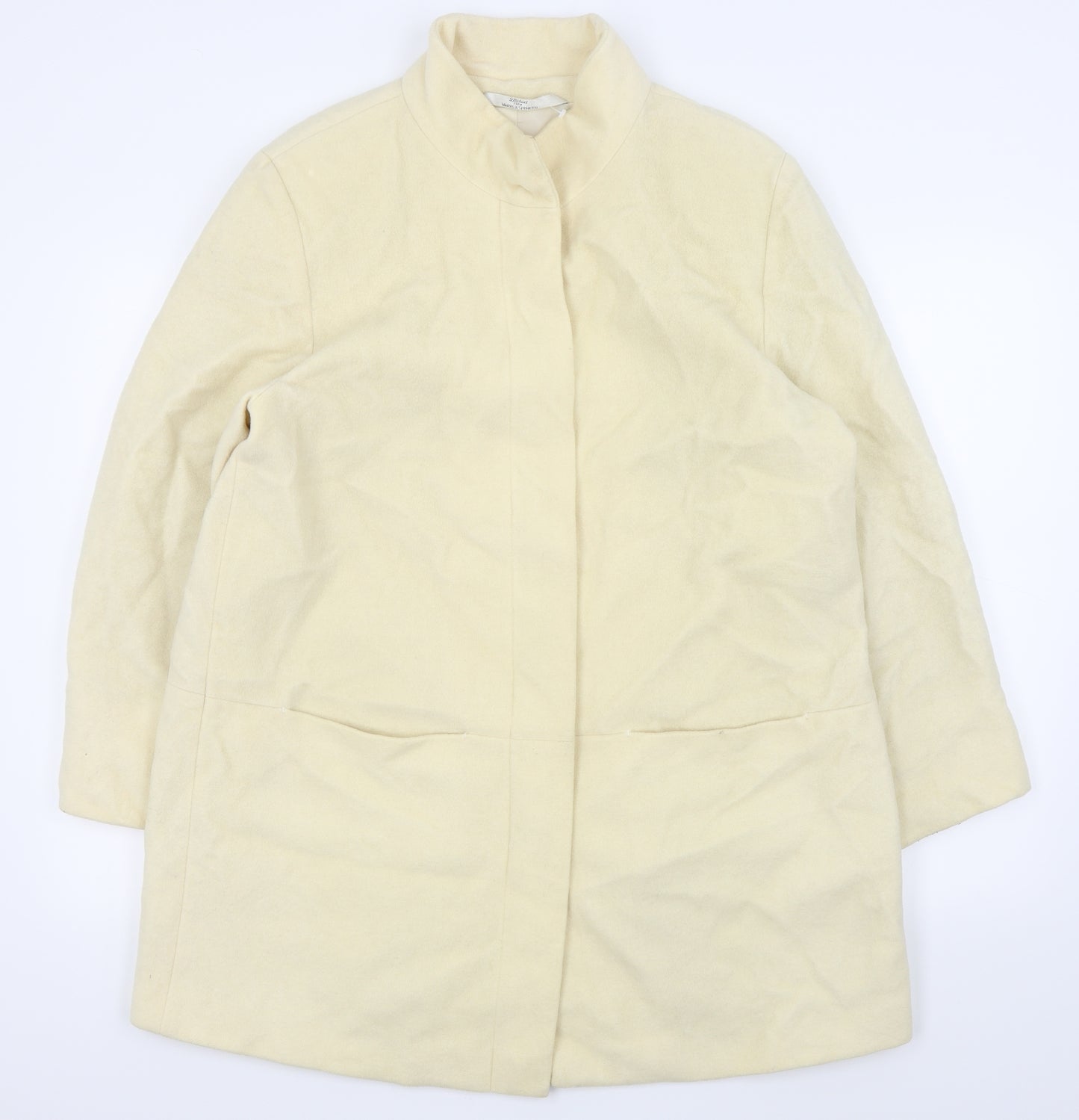M&S Womens White   Overcoat Coat Size 14