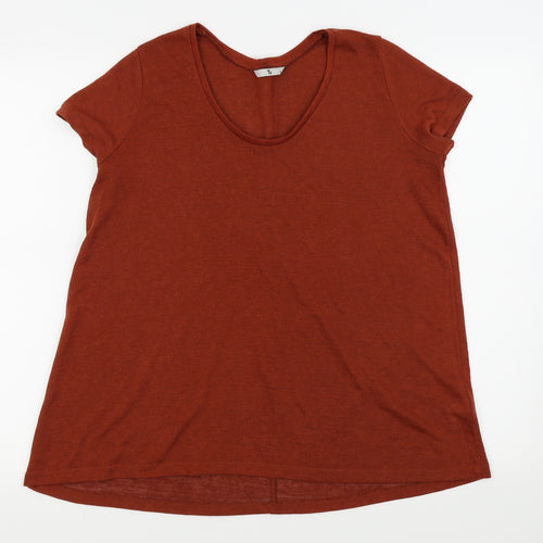 TU Womens Red Houndstooth  Basic T-Shirt Size 12