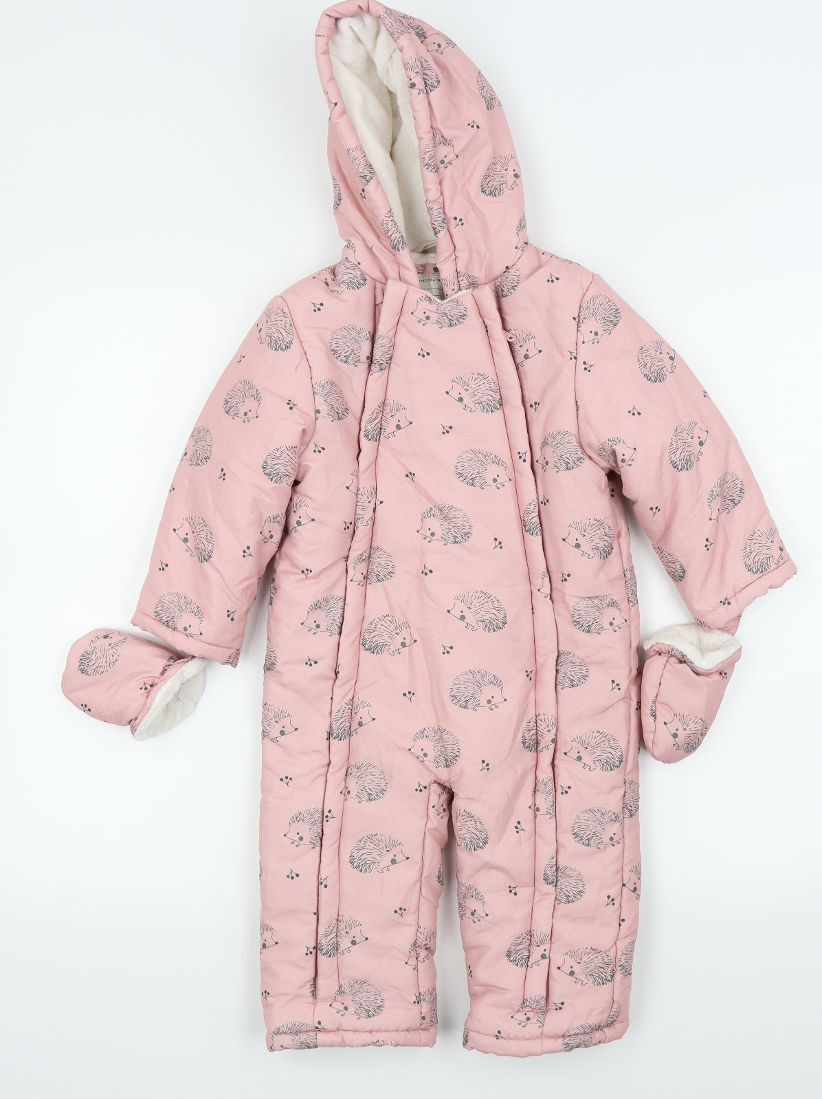 John Lewis Girls Pink Animal Print  Basic Coat Snowsuit Size 18-24 Months