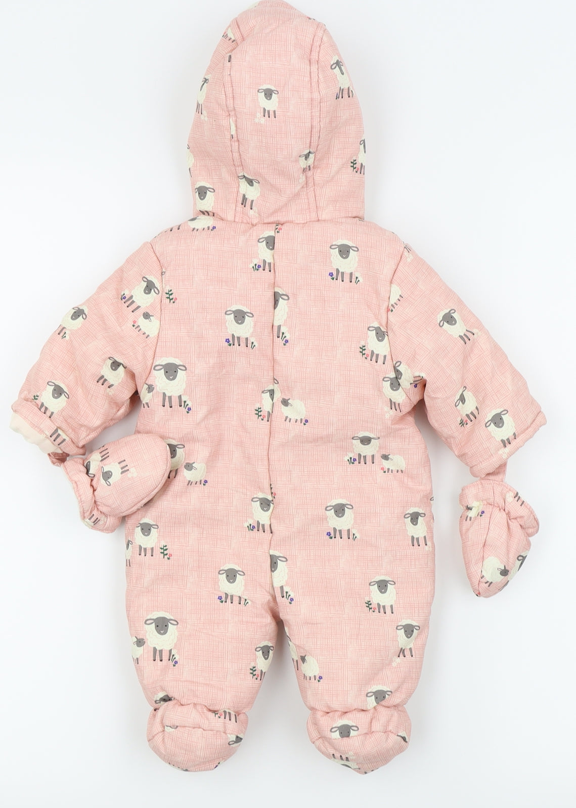 John Lewis Girls Pink Animal Print  Basic Coat Snowsuit Size Newborn