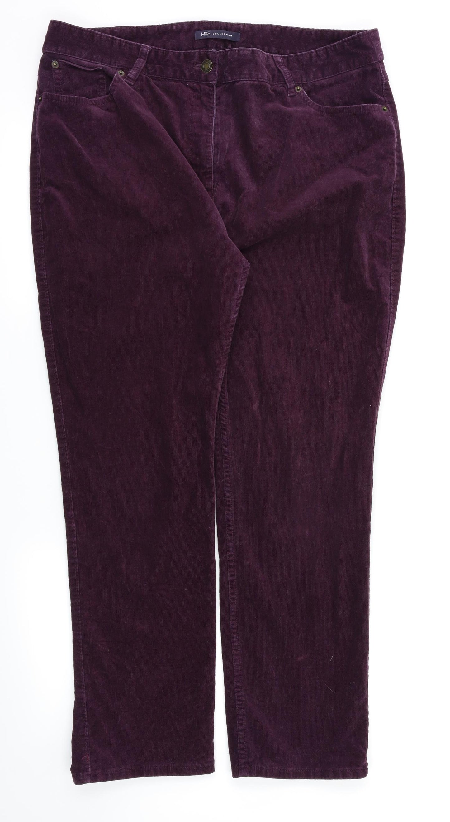 M&S  Womens Purple   Trousers  Size 16 L28 in