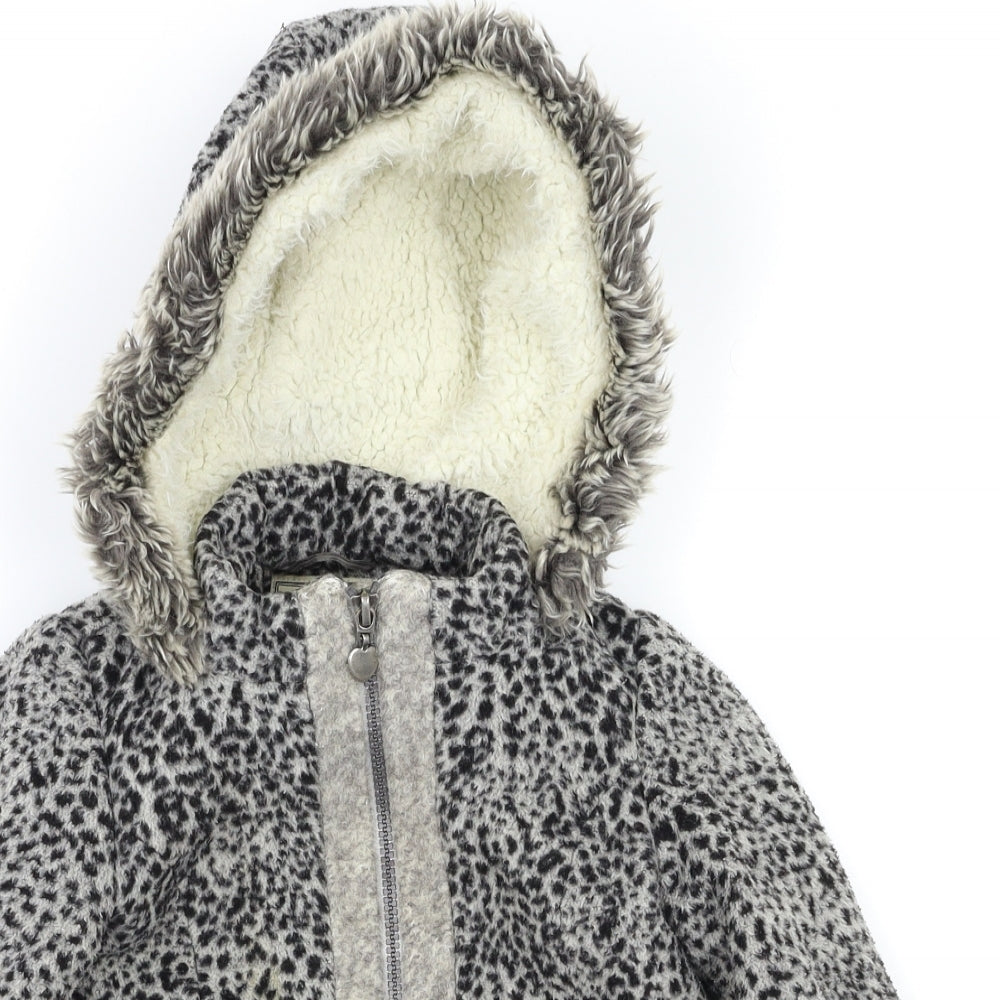 Next  Girls Grey Animal Print  Basic Coat Coat Size 2-3 Years