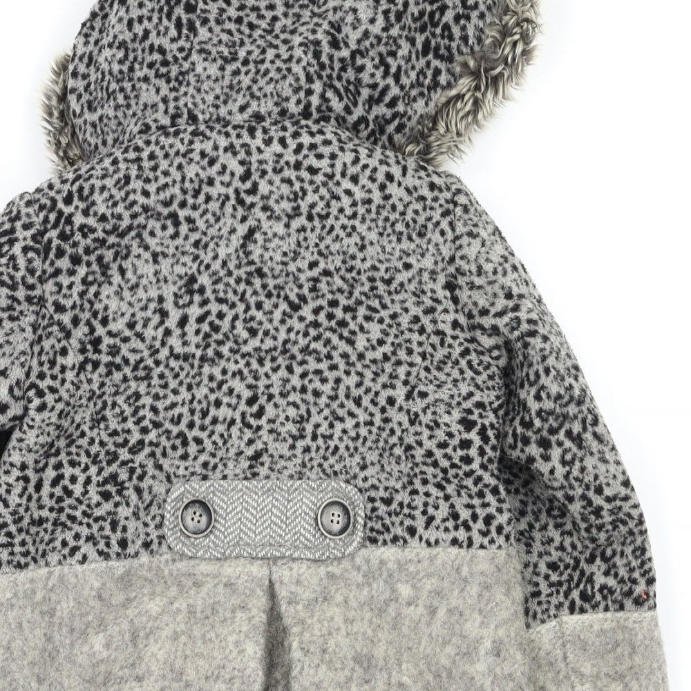 Next  Girls Grey Animal Print  Basic Coat Coat Size 2-3 Years