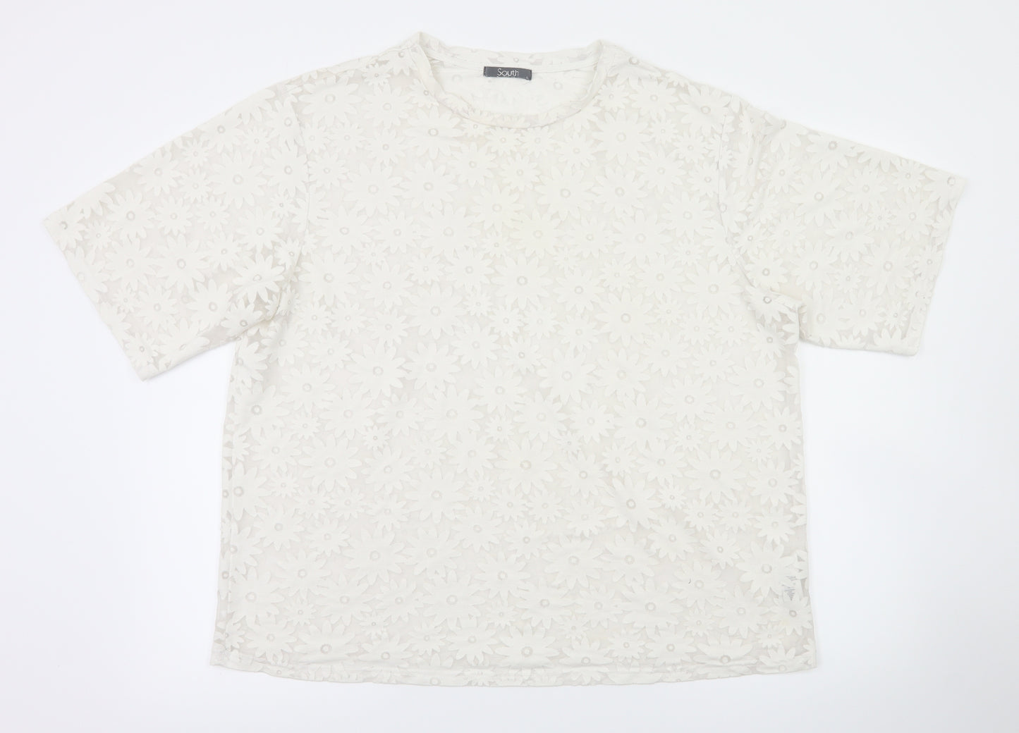 South Womens Silver Floral  Basic T-Shirt Size 16
