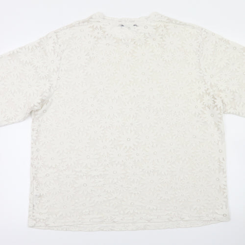 South Womens Silver Floral  Basic T-Shirt Size 16