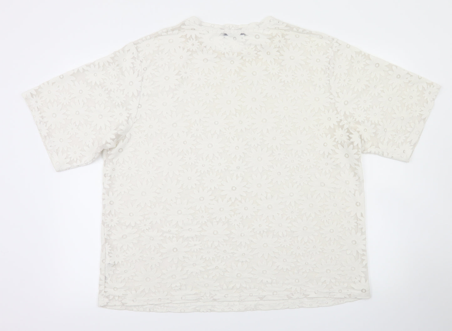 South Womens Silver Floral  Basic T-Shirt Size 16