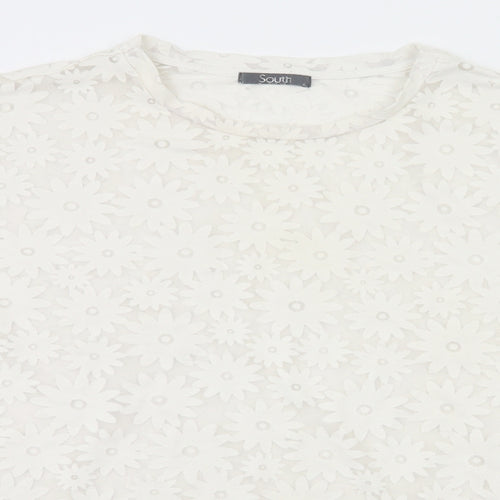 South Womens Silver Floral  Basic T-Shirt Size 16