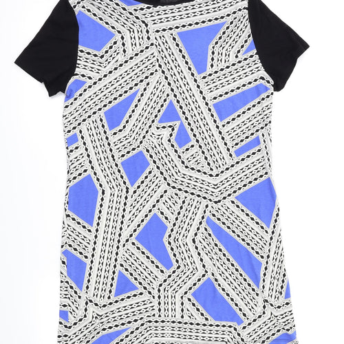micha Womens Blue Argyle/Diamond  Fit & Flare  Size M