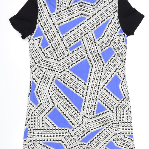 micha Womens Blue Argyle/Diamond  Fit & Flare  Size M