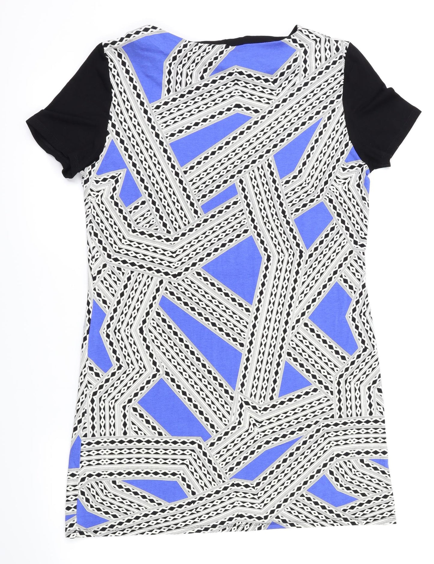 micha Womens Blue Argyle/Diamond  Fit & Flare  Size M