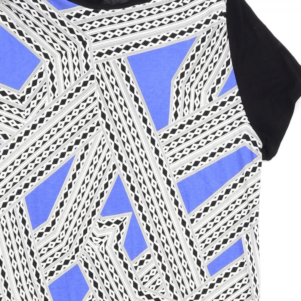 micha Womens Blue Argyle/Diamond  Fit & Flare  Size M