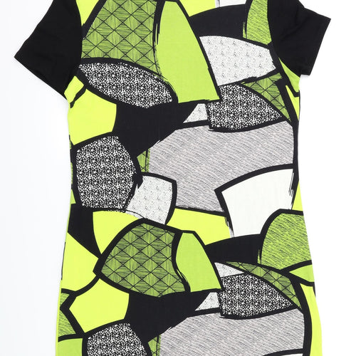 micha Womens Yellow Argyle/Diamond  A-Line  Size M