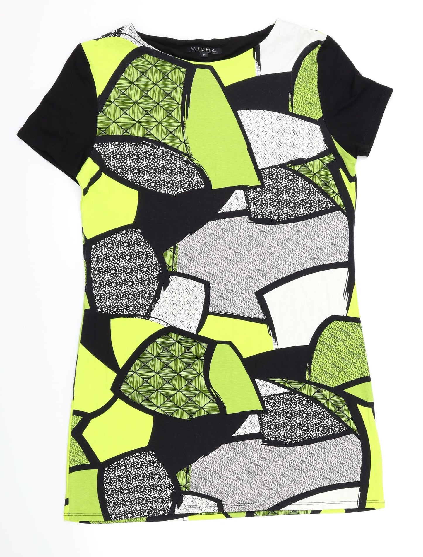 micha Womens Yellow Argyle/Diamond  A-Line  Size M
