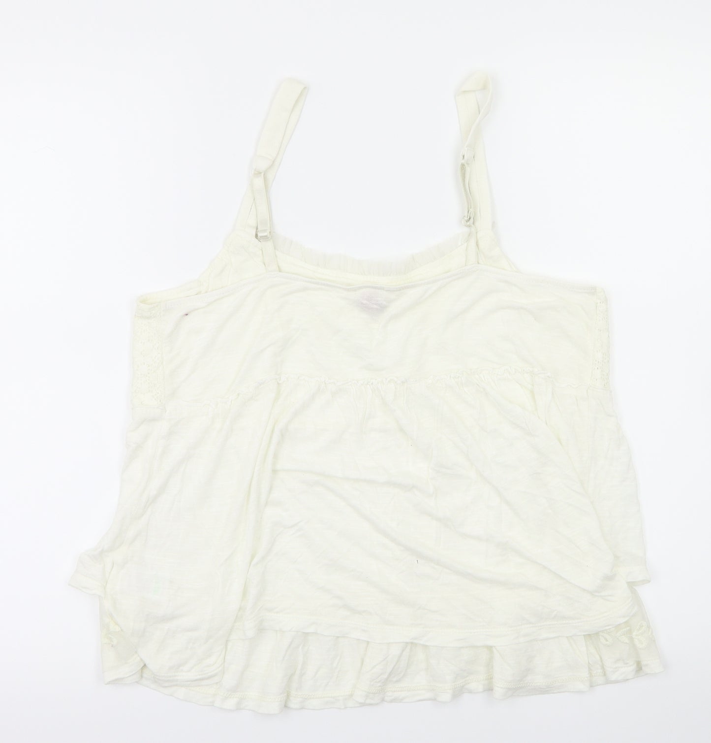 FLAMER Womens Ivory Floral  Basic T-Shirt Size 14