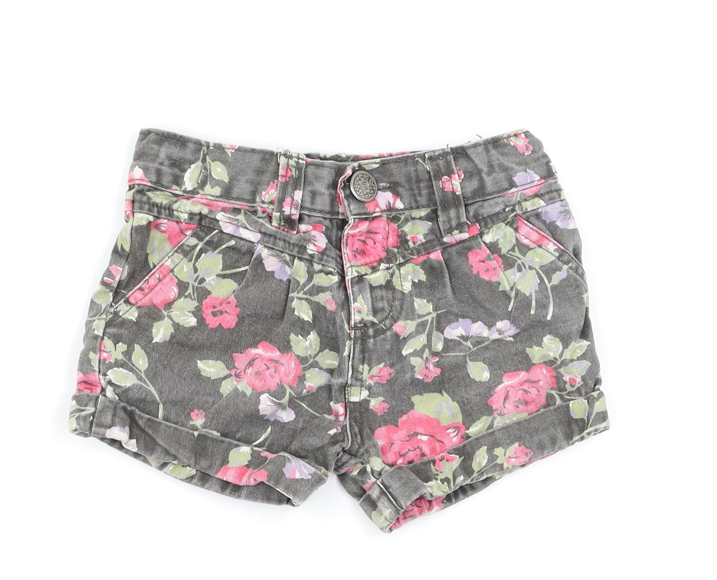 Denim&co Girls Grey Floral  Hot Pants Shorts Size 3-4 Years