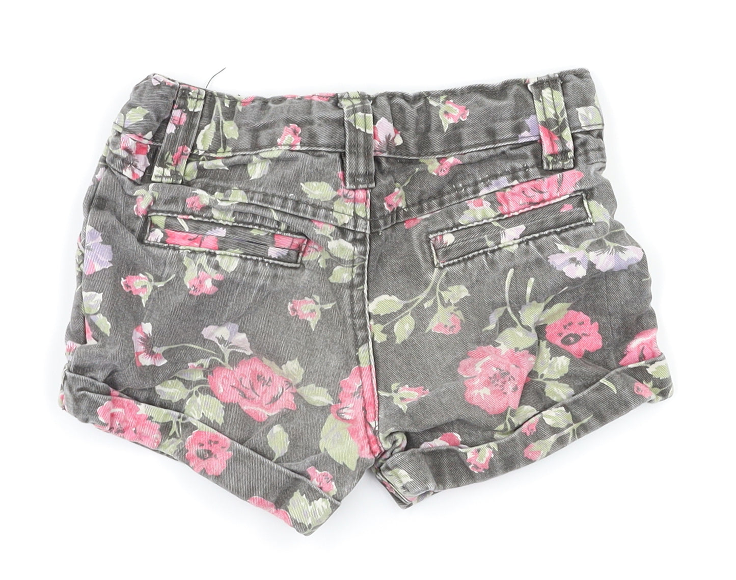 Denim&co Girls Grey Floral  Hot Pants Shorts Size 3-4 Years