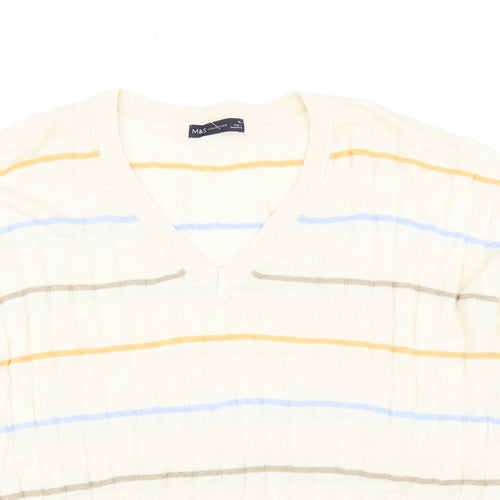 Marks and Spencer Womens Ivory Striped  Pullover Jumper Size XL
