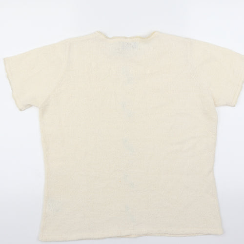 EWM Womens Ivory   Pullover Jumper Size M  - Floral embroidery