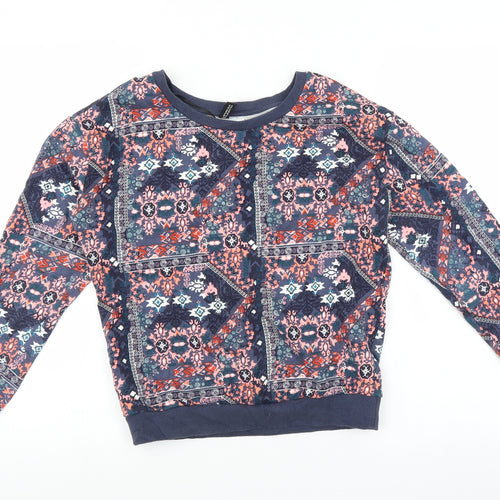 Divided by H&M Womens Blue Paisley  Pullover Sweatshirt Size XS