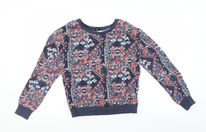 Divided by H&M Womens Blue Paisley  Pullover Sweatshirt Size XS