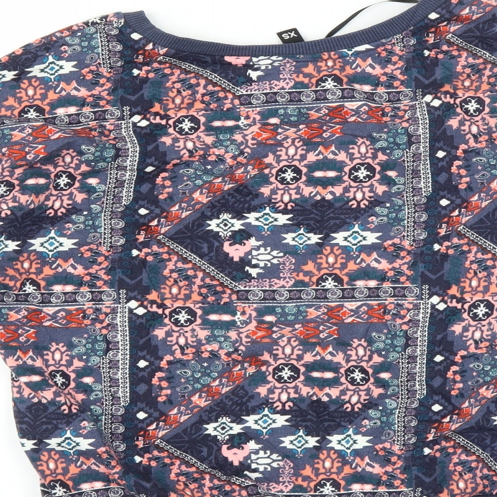 Divided by H&M Womens Blue Paisley  Pullover Sweatshirt Size XS