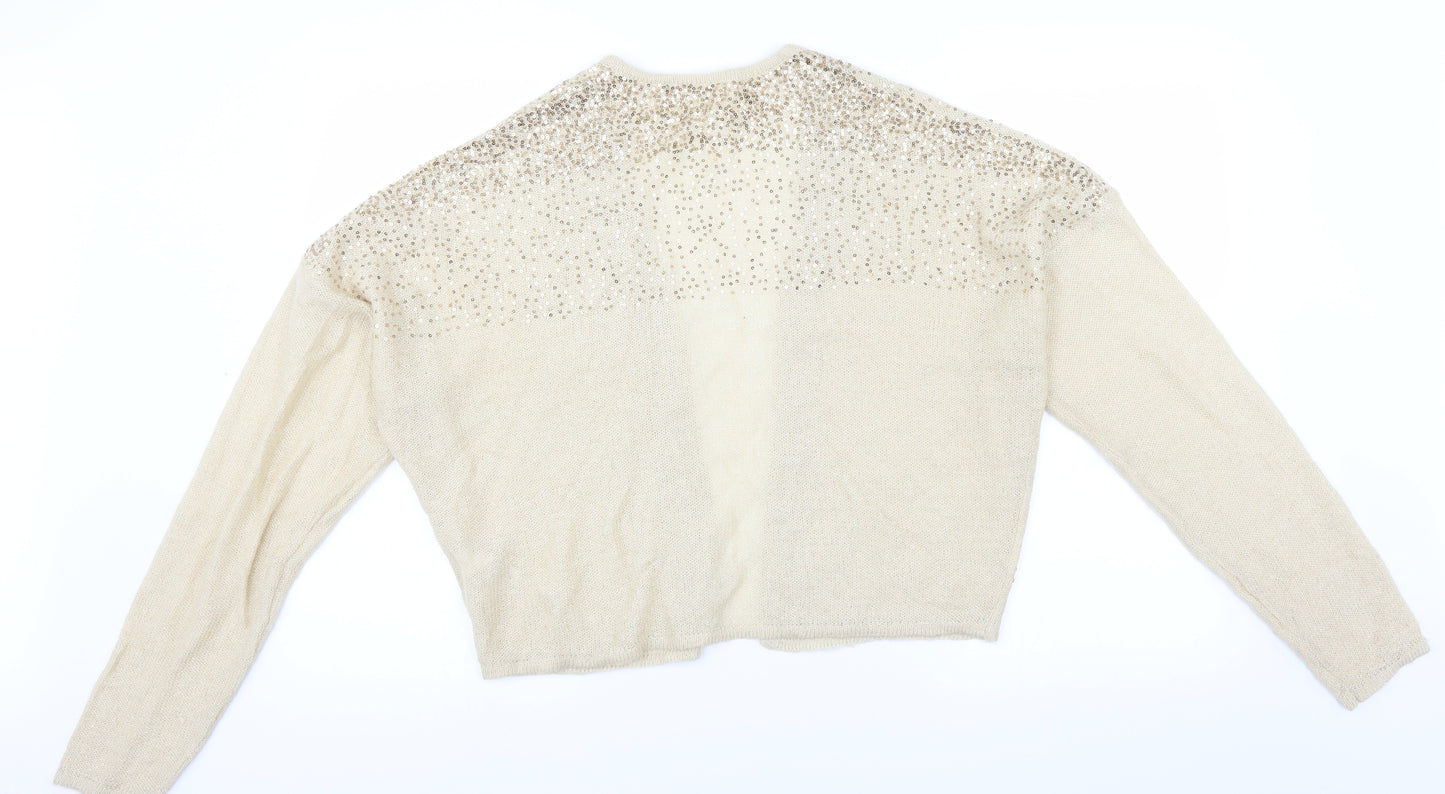 NEXT Womens Gold   Cardigan Jumper Size 20  - sequins