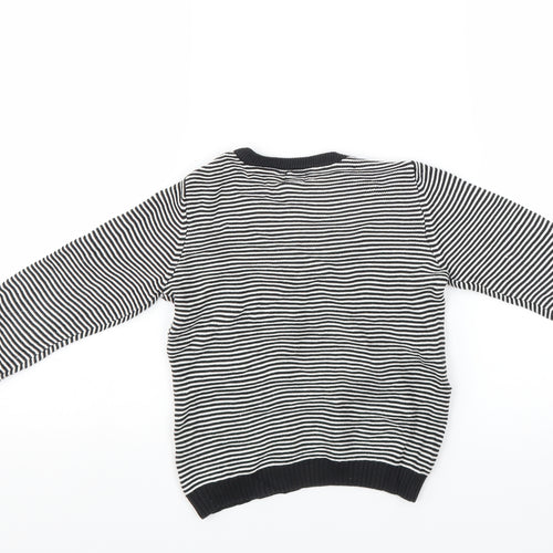 John Lewis Girls Black Striped  Pullover Jumper Size 3-4 Years  - fox