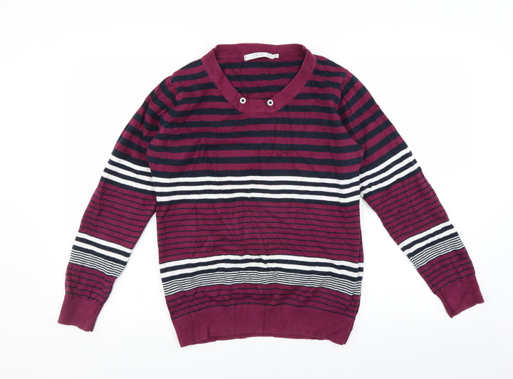 EWM Womens Purple Striped  Pullover Jumper Size M
