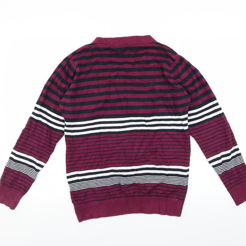 EWM Womens Purple Striped  Pullover Jumper Size M