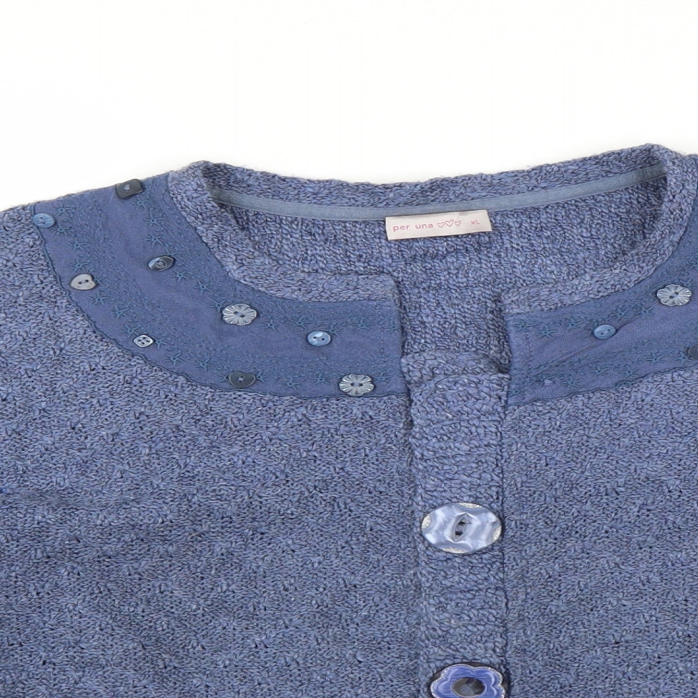 Marks and Spencer Womens Blue   Cardigan Jumper Size XL