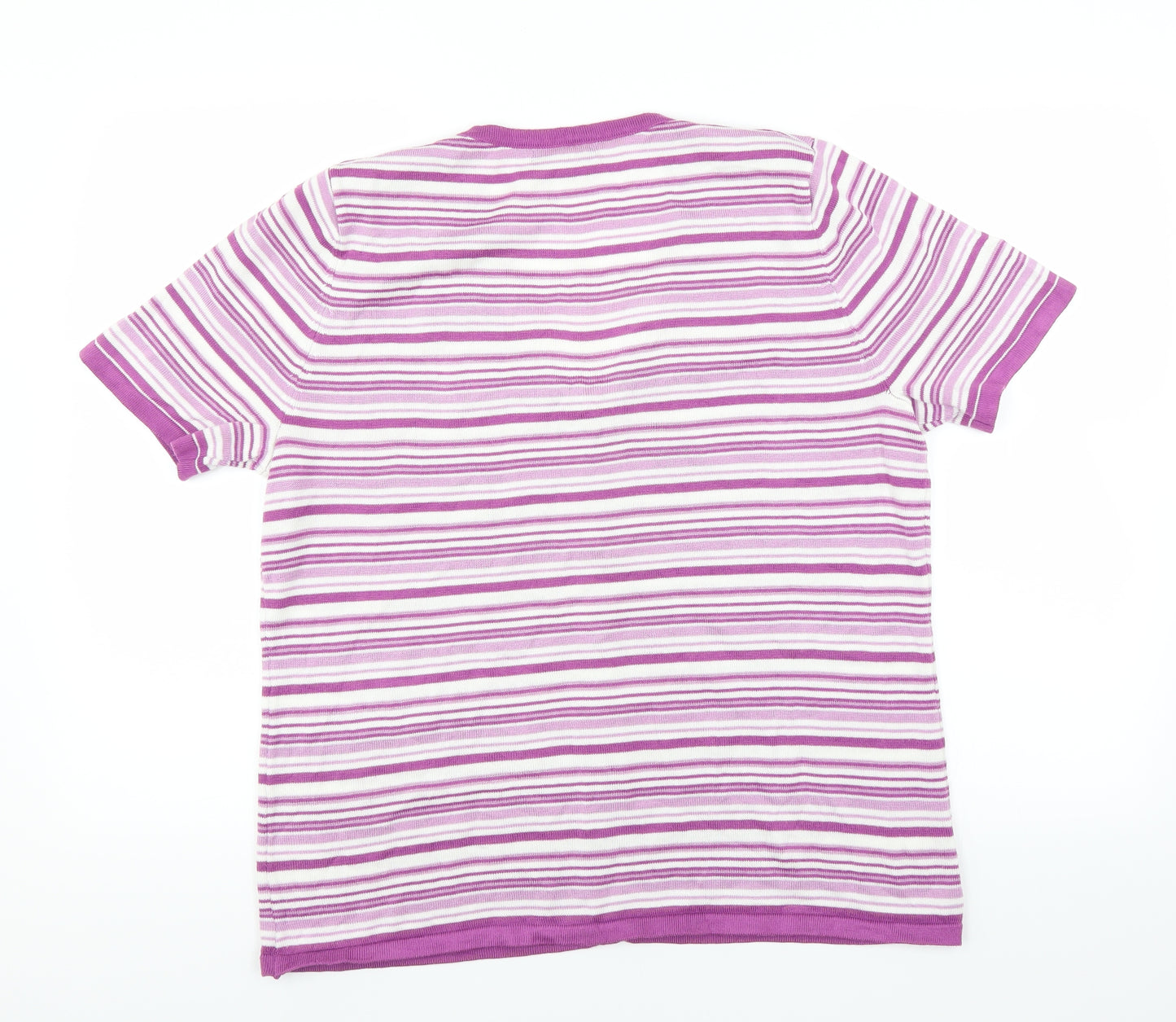 BM Collection Womens Purple Striped  Pullover Jumper Size M