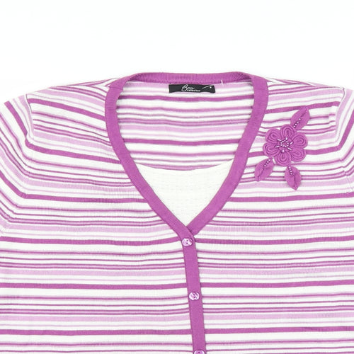 BM Collection Womens Purple Striped  Pullover Jumper Size M