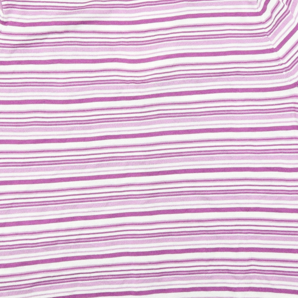 BM Collection Womens Purple Striped  Pullover Jumper Size M