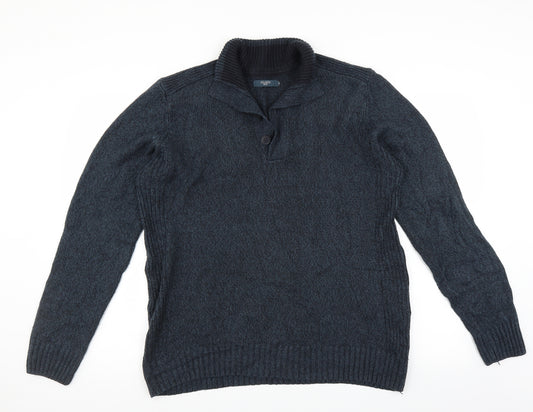 Front view of Atlantic Bay men’s blue jumper