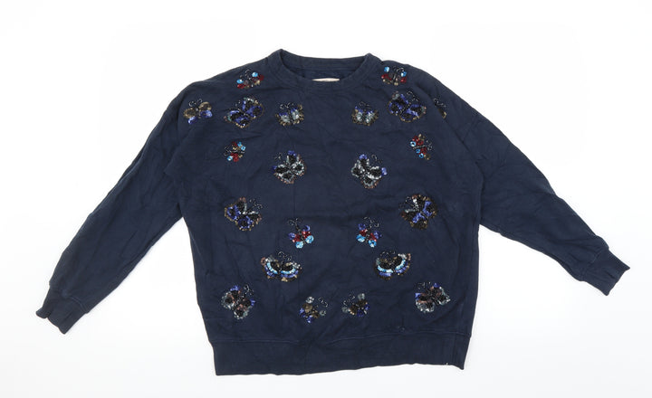 Pull&Bear Womens Blue Pullover Sweatshirt Size S - beaded butterflies