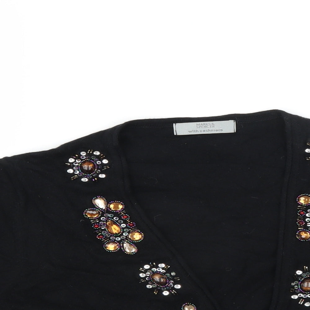 Marks and Spencer Womens Black   Cardigan Jumper Size 14  - shrug