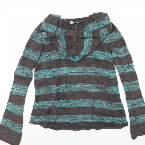 ROXY Womens Green Striped  Cardigan Jumper Size S